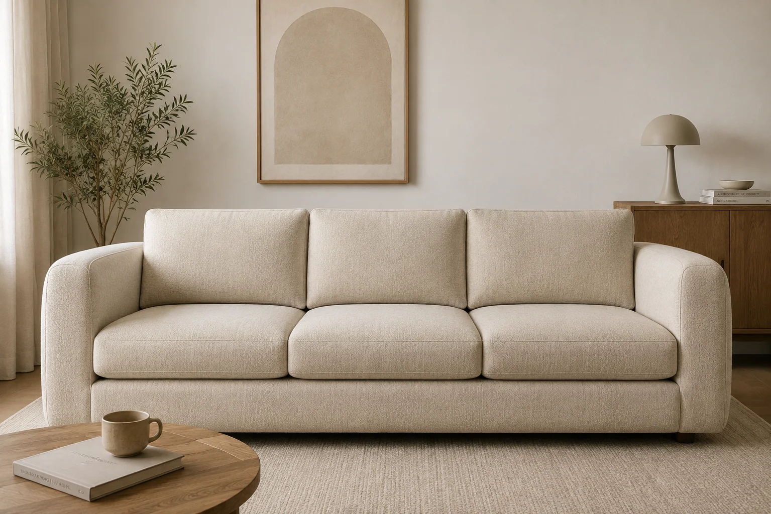 Aro washable sofa in a warm contemporary living room