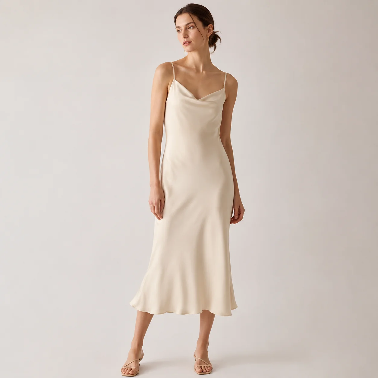 Bias-Cut Cupro Midi Dress